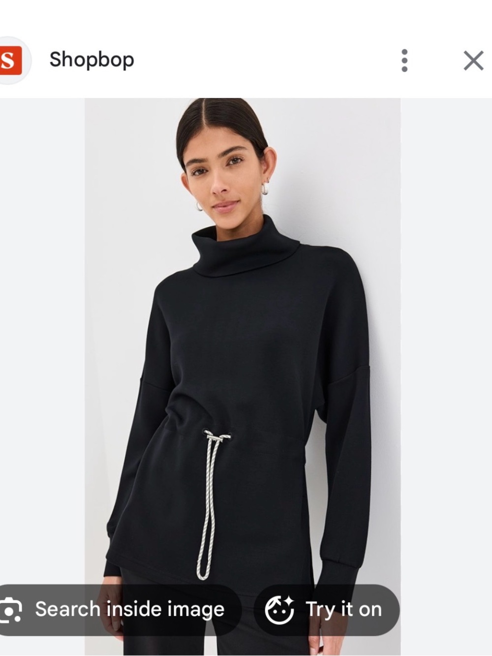 Black Turtleneck Drawstring Sweater -
